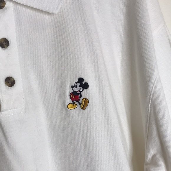 Vintage Walt Disney world white cotton polo shirt with Mickey Mouse large - Picture 4 of 12
